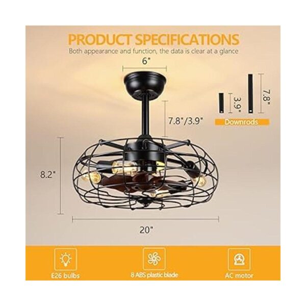 Asyko Ventilador de techo enjaulado de 20 pulgadas con_4