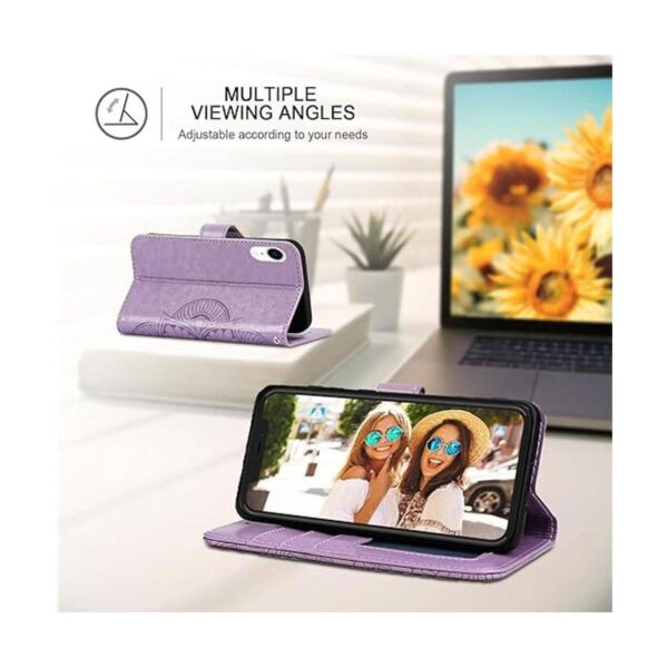 Ateeky Funda tipo cartera para iPhone XR patrón de flores_3