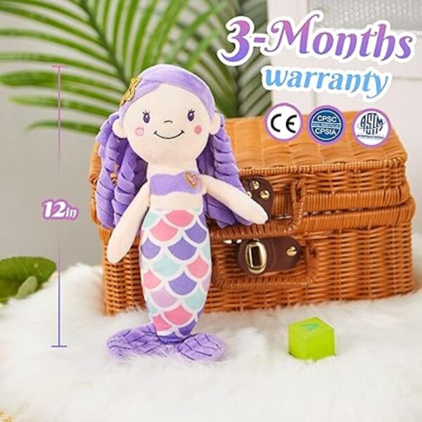 Athoinsu Muñeca de peluche de sirena morada de 12_5