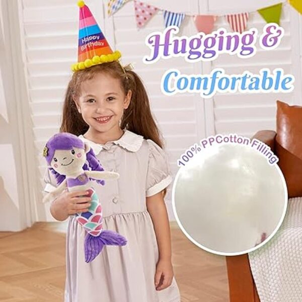 Athoinsu Muñeca de peluche de sirena morada de 12_4
