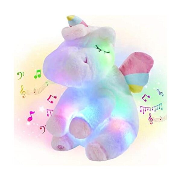 Athoinsu Peluche de unicornio con luz musical y suave con_1