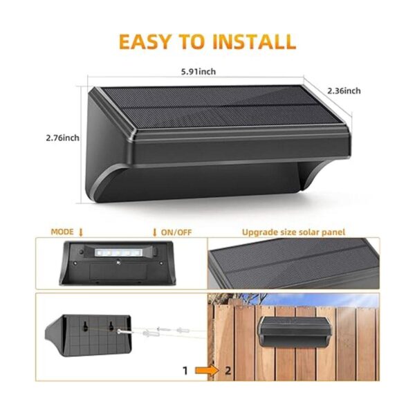 Aulanto Paquete de 4 luces solares para cerca con blanco_4