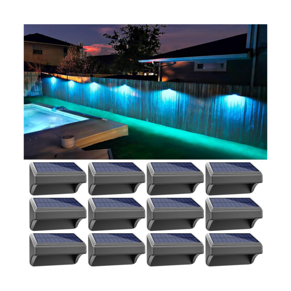 Aulanto Luces solares para valla con blanco cálido y RGB_1