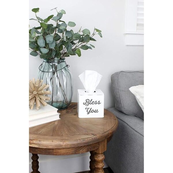 AuldHome Funda para caja de pañuelos blanca; esmaltado_2