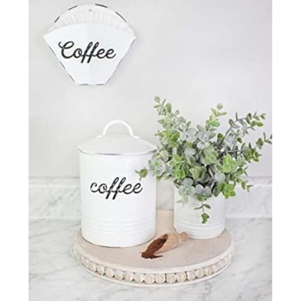 AuldHome Recipiente de café blanco esmaltado;