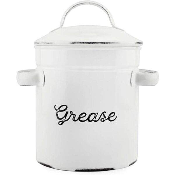 AuldHome Contenedor de grasa de esmalte con colador lata_1