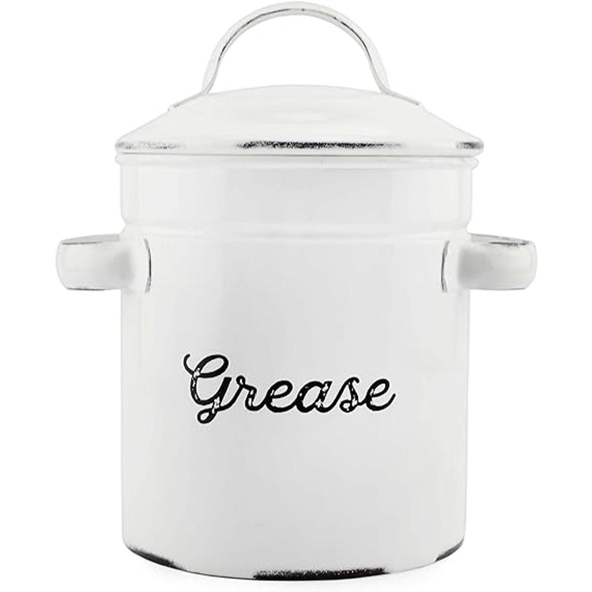 AuldHome Contenedor de grasa de esmalte con colador lata