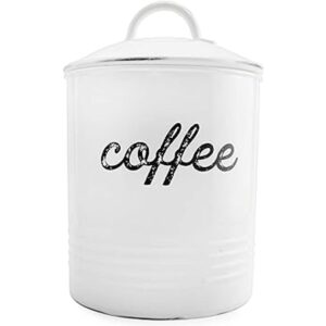 AuldHome Recipiente de café blanco esmaltado;