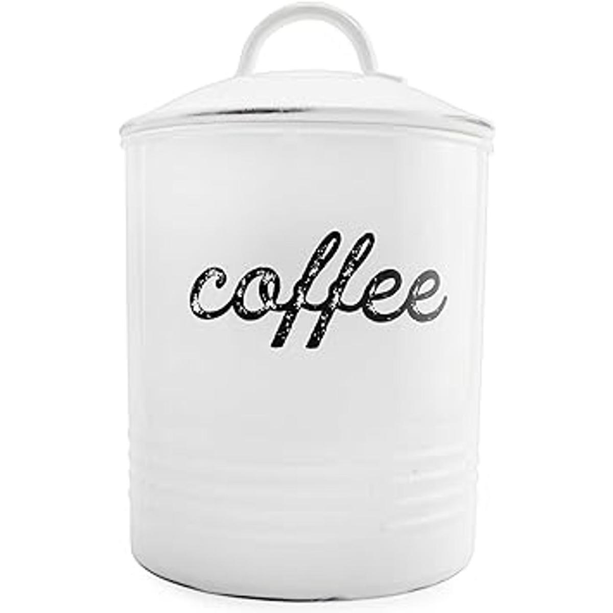 AuldHome Recipiente de café blanco esmaltado;