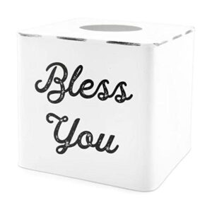 AuldHome Funda para caja de pañuelos blanca; esmaltado_1