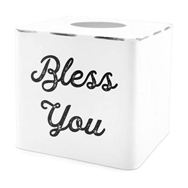 AuldHome Funda para caja de pañuelos blanca; esmaltado_1
