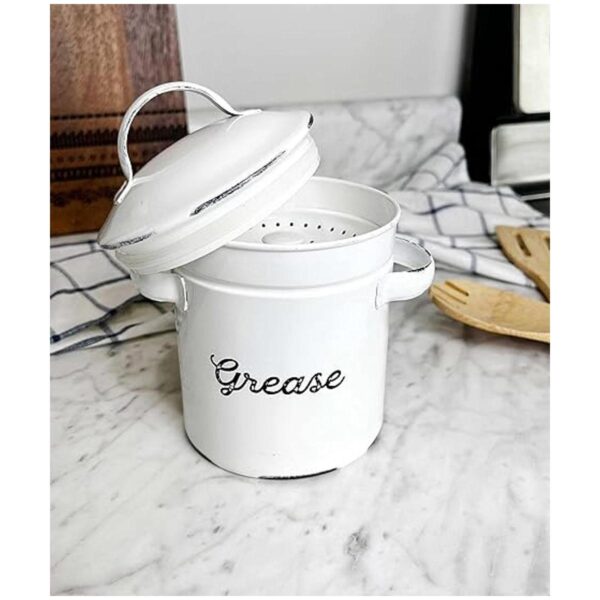 AuldHome Contenedor de grasa de esmalte con colador lata_4