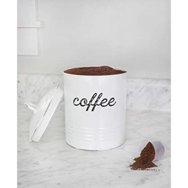 AuldHome Recipiente de café blanco esmaltado;