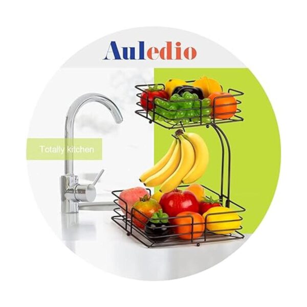 Auledio Canasta cuadrada de 2 niveles con colgador de