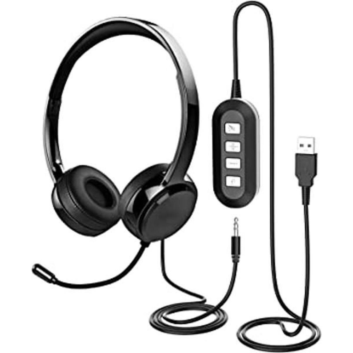 Auriculares USB con micrófono para computadora portátil
