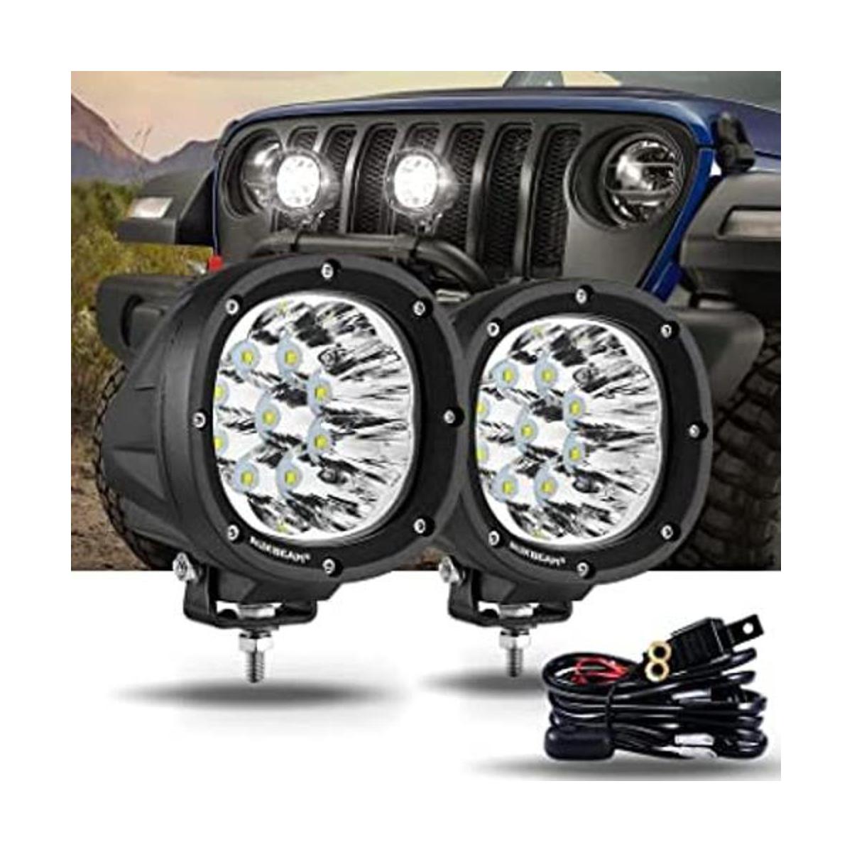 Auxbeam Luces LED redondas de 4 pulgadas 2 cápsulas de