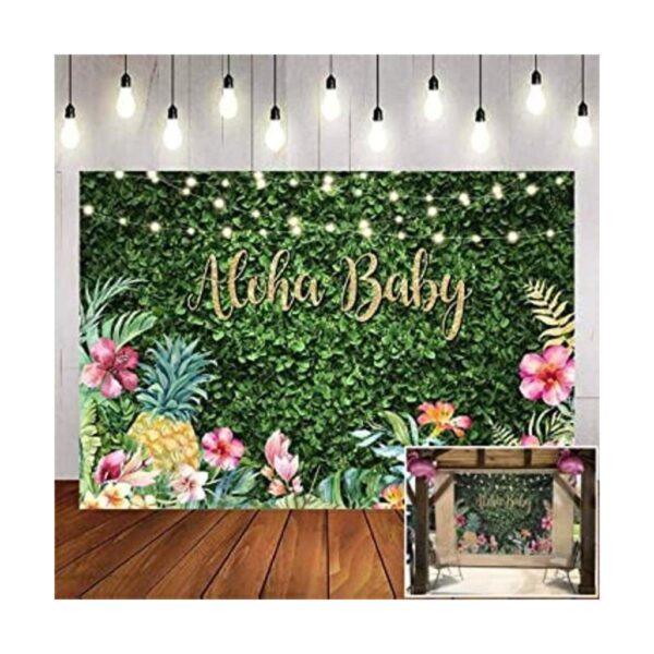 Avezano Aloha Telón de fondo para baby shower hierba