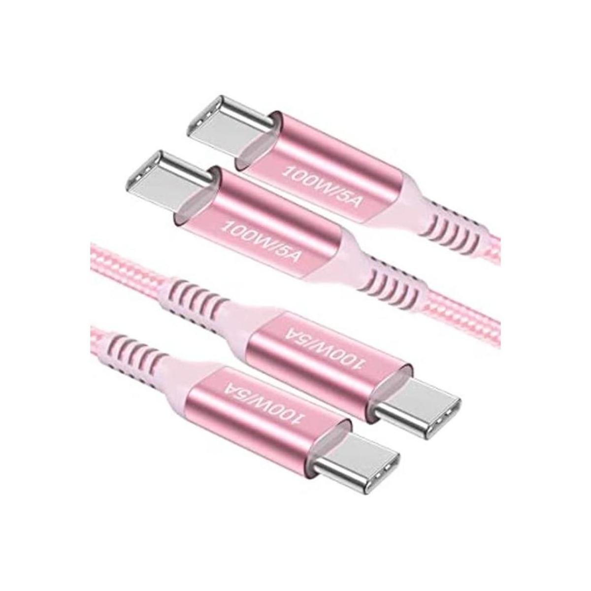 Awnuwuy Cable USB C a USB C de 100 W color rosa 10 pies