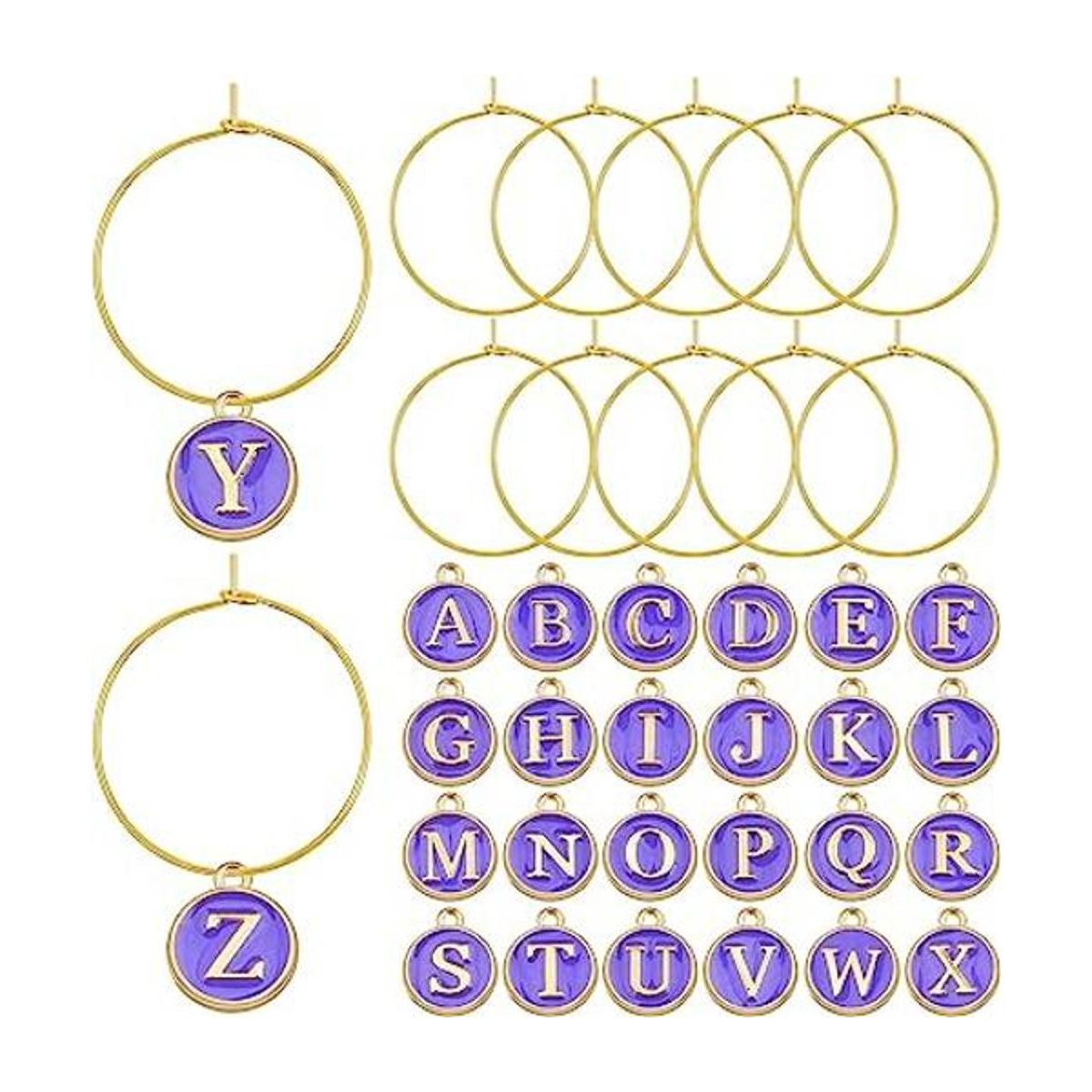 Aylifu 60 anillos dorados de copa de vino de 0.984 in y 2