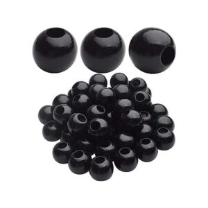Aylifu Cuentas de madera negra 50 cuentas de madera