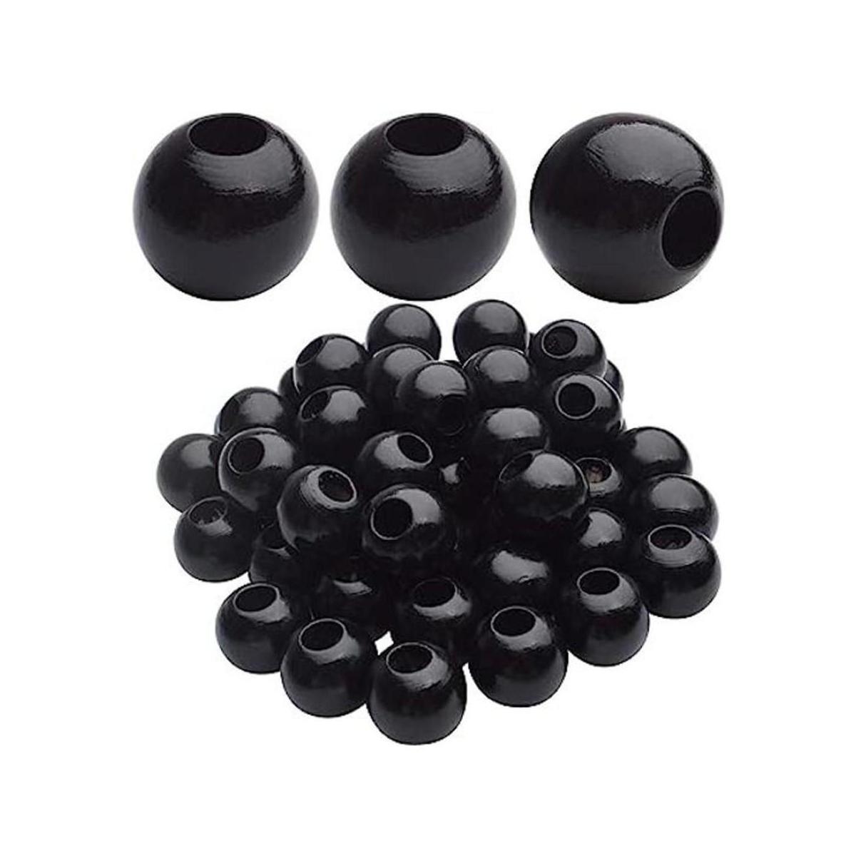 Aylifu Cuentas de madera negra 50 cuentas de madera