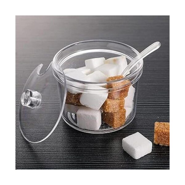Azucarero de acrílico transparente con tapa cuchara de