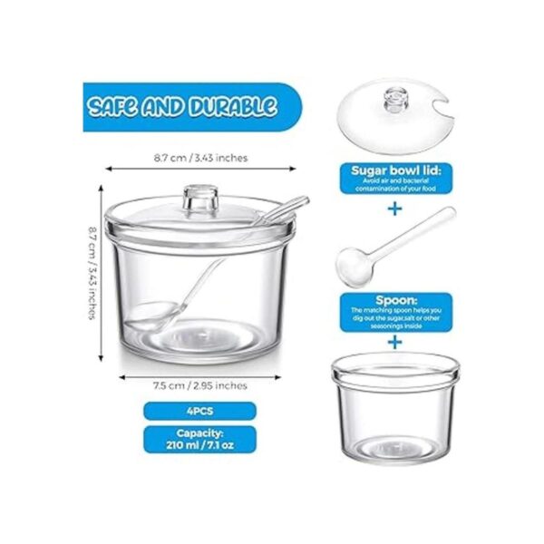Azucarero de acrílico transparente con tapa cuchara de