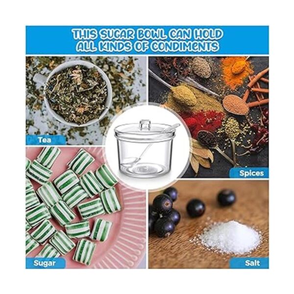 Azucarero de acrílico transparente con tapa cuchara de