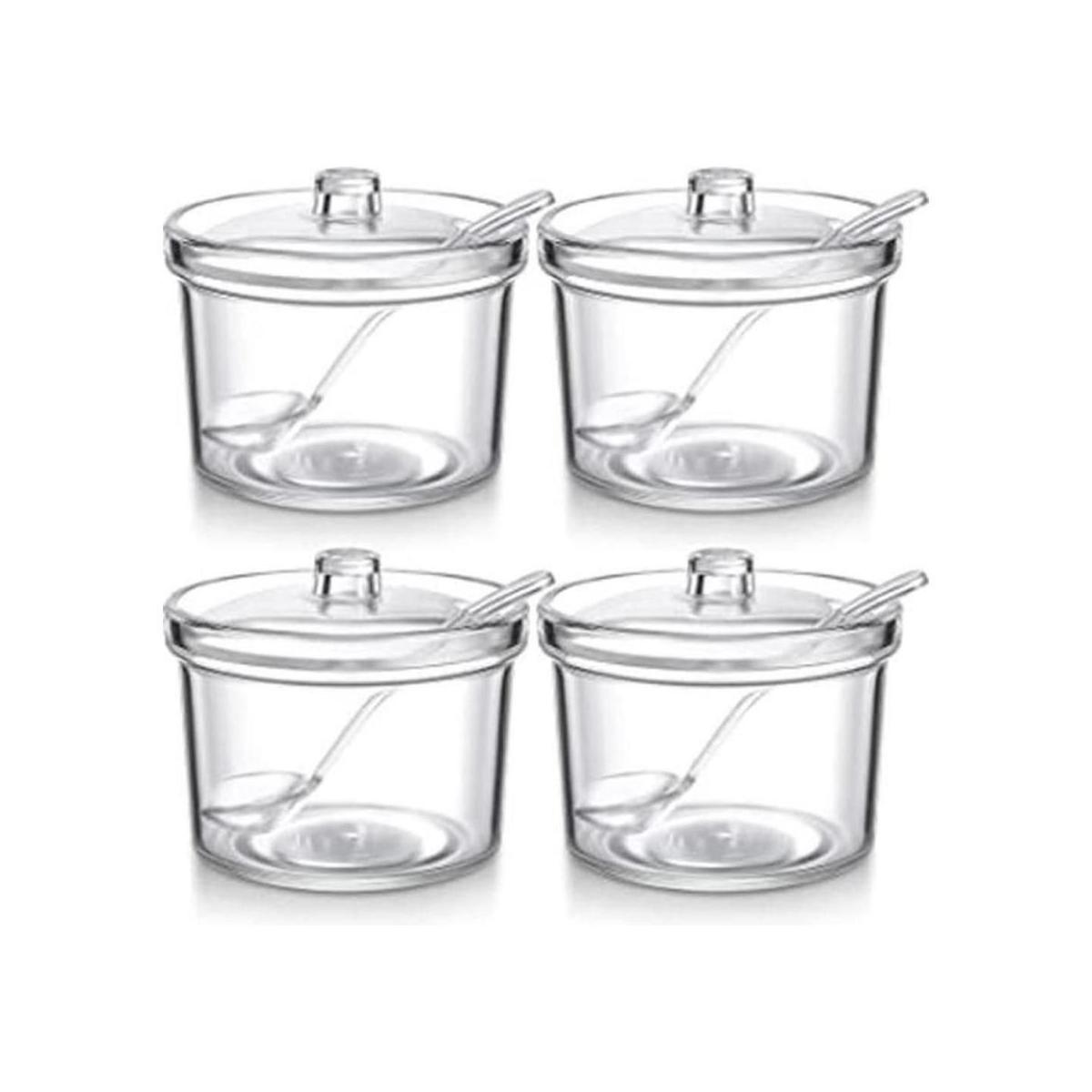 Azucarero de acrílico transparente con tapa cuchara de