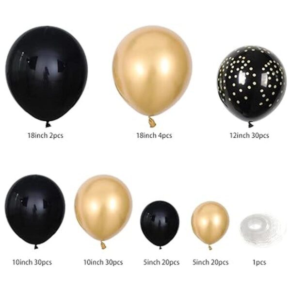 BALONAR Kit de 136 globos de guirnalda dorada y negra con