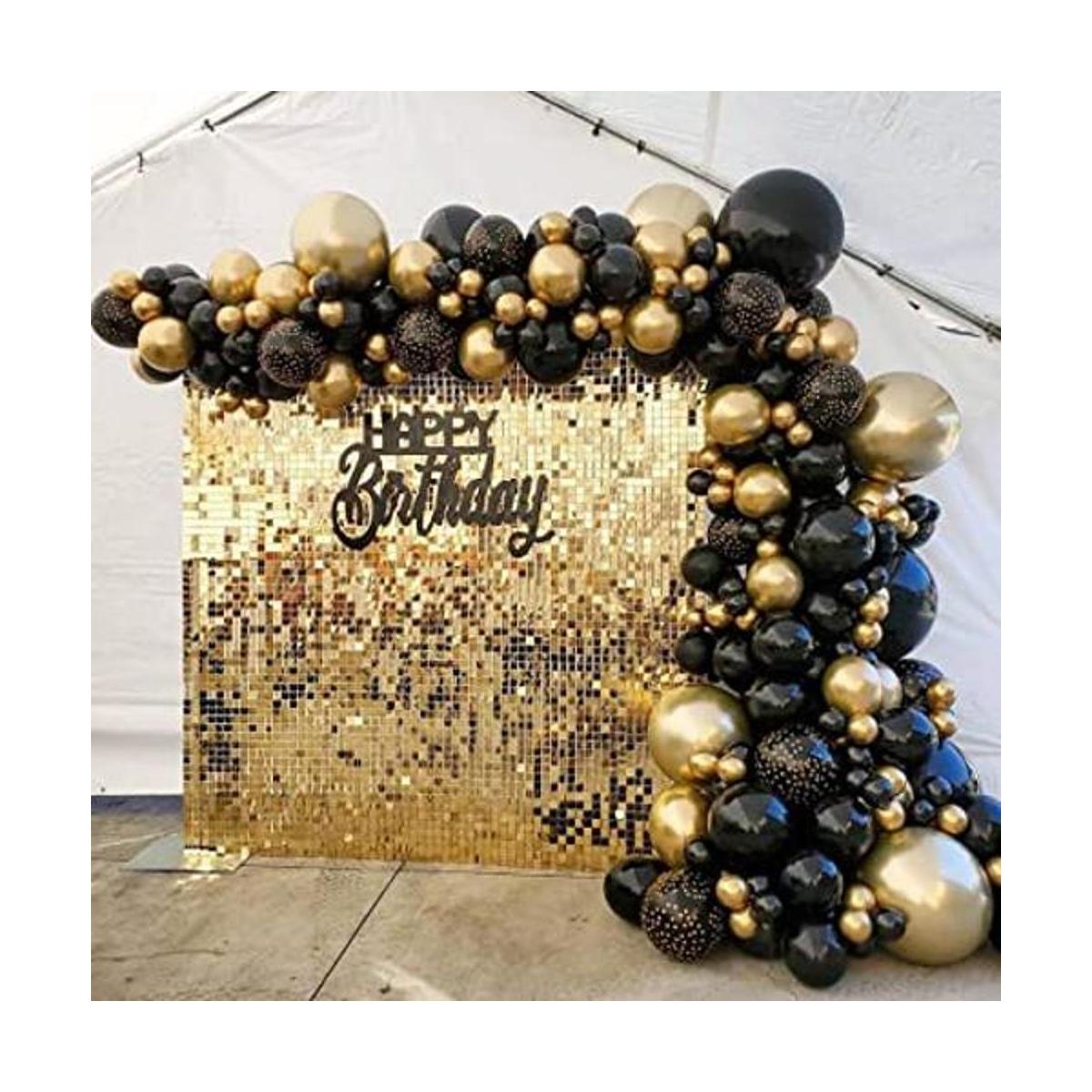 BALONAR Kit de 136 globos de guirnalda dorada y negra con