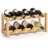 BAMEOS Estante de vino de pie libre de 8 botellas de 2