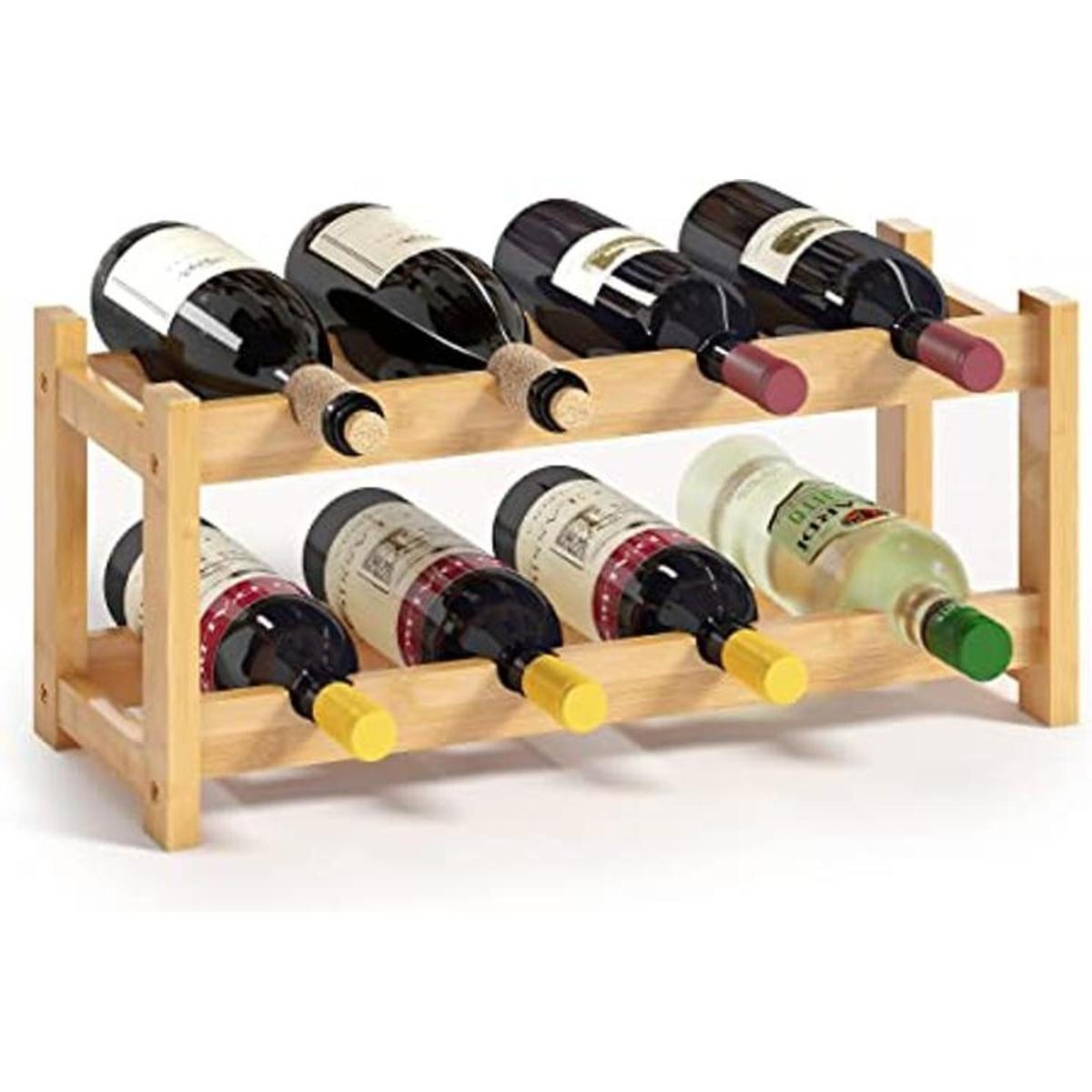BAMEOS Estante de vino de pie libre de 8 botellas de 2