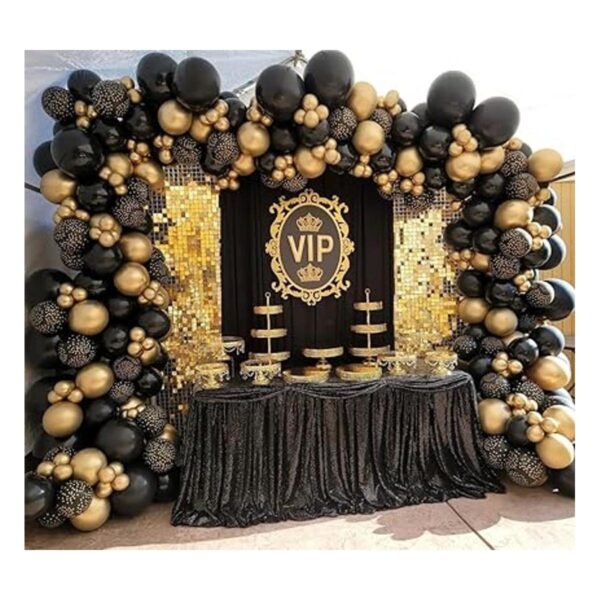 BALONAR Kit de 136 globos de guirnalda dorada y negra con
