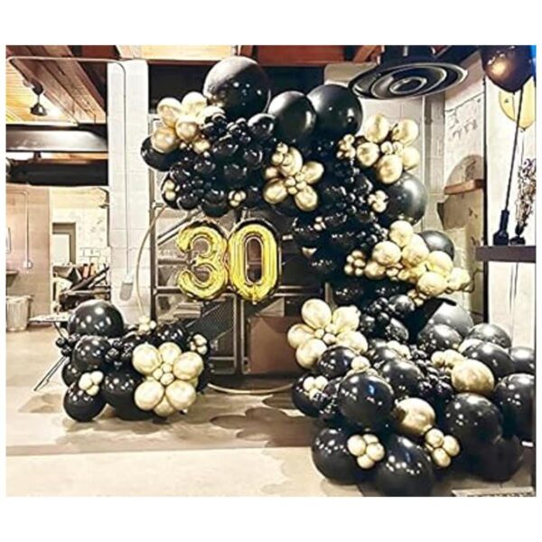 BALONAR Kit de 136 globos de guirnalda dorada y negra con
