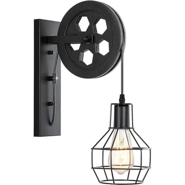 BAODEN Polea de elevación de luz de pared rústica de 1 luz_1