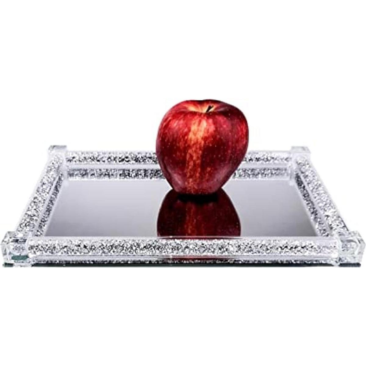 BANQLE Bandeja de tocador de cristal espejado bandeja