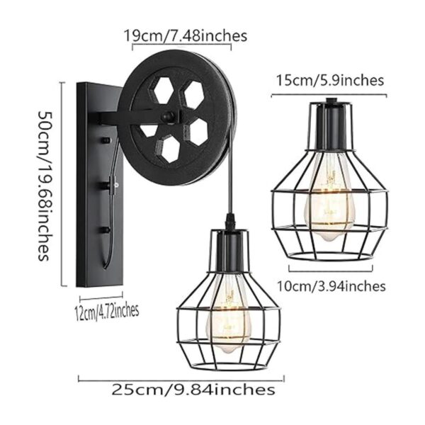 BAODEN Polea de elevación de luz de pared rústica de 1 luz_2