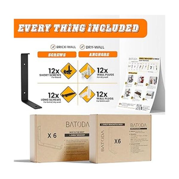 BATODA Soportes de estante de 12 pulgadas con borde para_2
