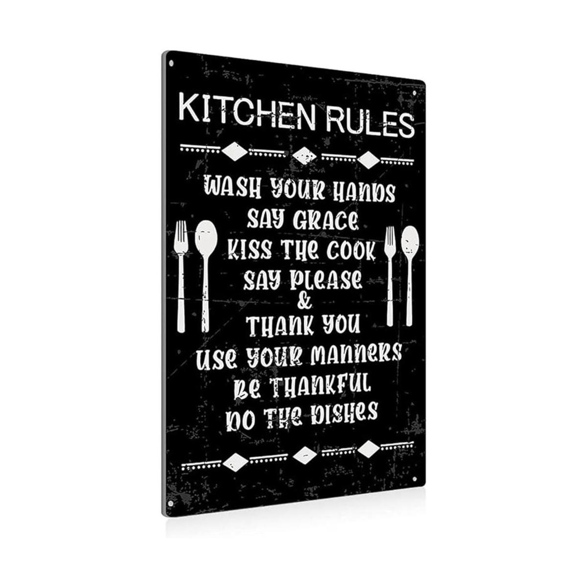 BEASTZHENG Funny Kitchen Reglas Metal Tin Sign Wall Art