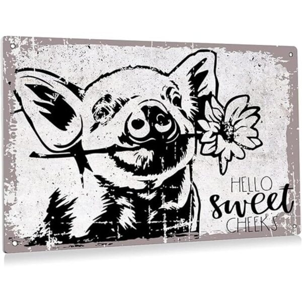 BEASTZHENG Cartel de metal para baño diseño de flores de_1