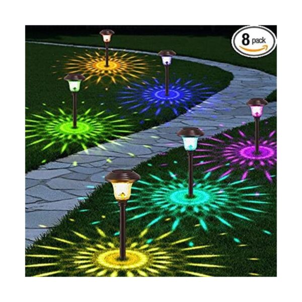 BEAU JARDIN 8 Pack Solar Pathway Lights with 7 Color_1