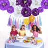 BEISHIDA Flores de papel de seda colgantes de color morado_5