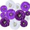 BEISHIDA Flores de papel de seda colgantes de color morado_1