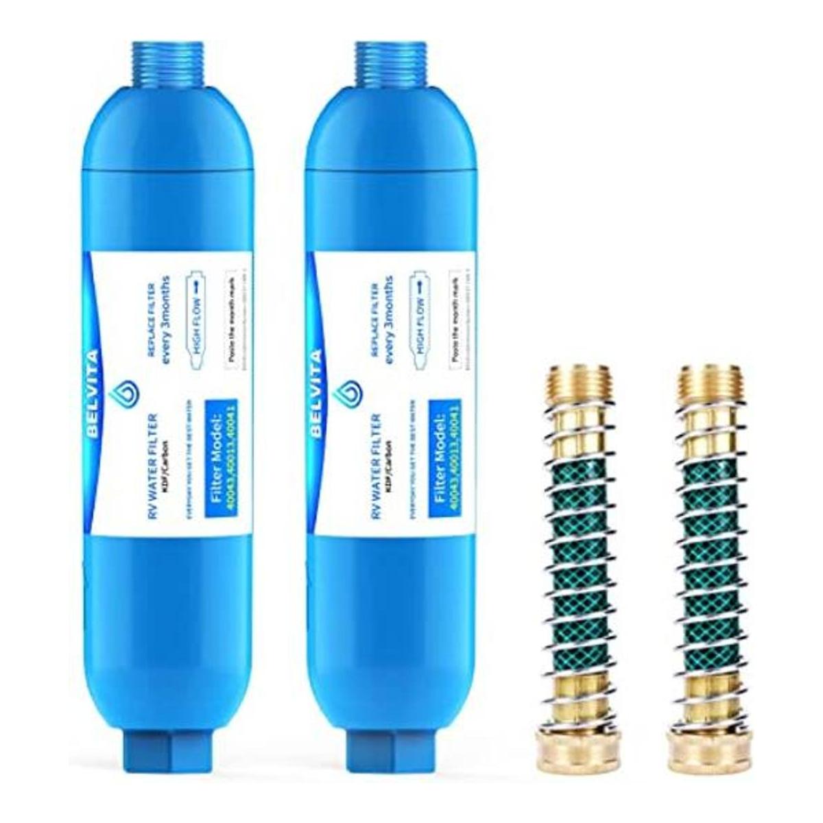 BELVITA Filtro de agua en línea RV con protector de