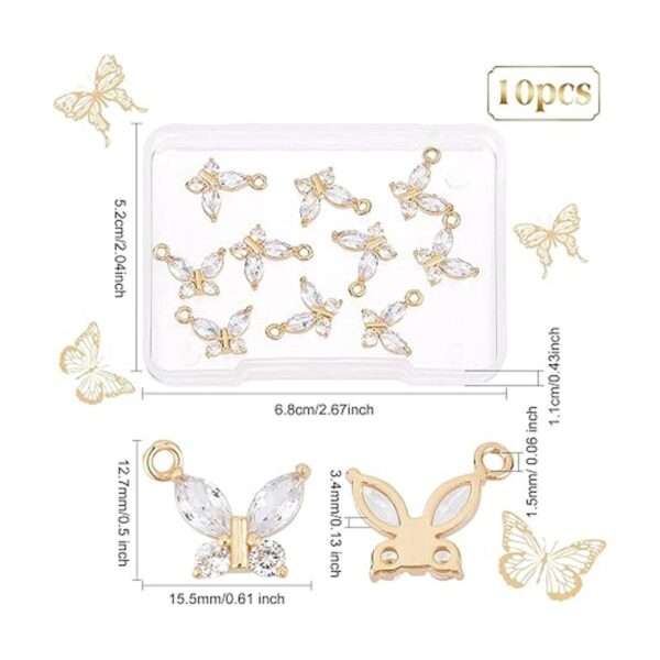 BENECREAT 10 dijes de doble mariposa de circonita cúbica_2