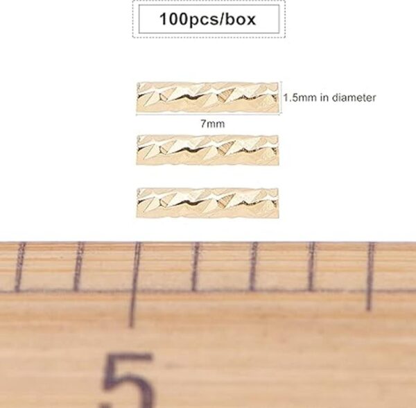 BENECREAT 100 cuentas de tubo chapado en oro para_2