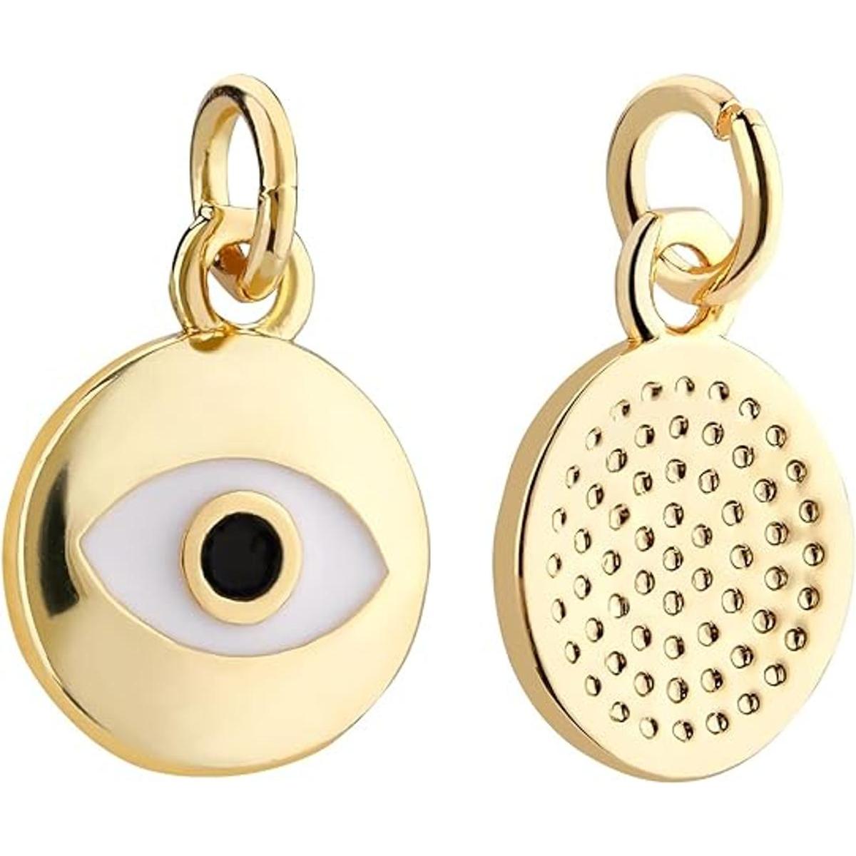 BENECREAT 10 dijes de esmalte de mal de ojo chapado en oro