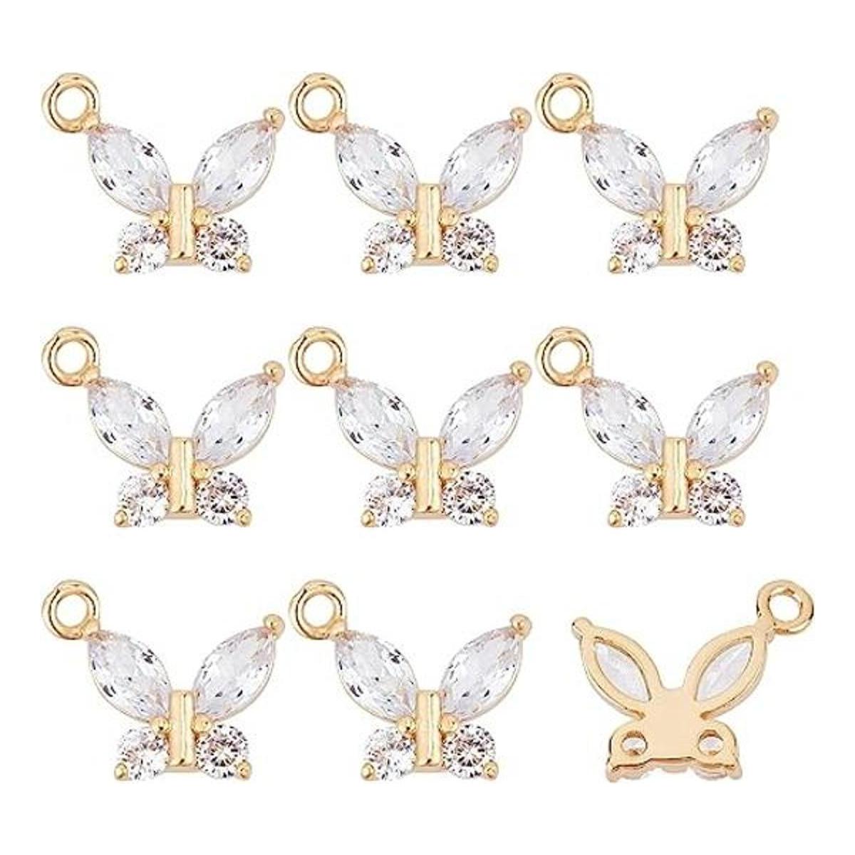 BENECREAT 10 dijes de doble mariposa de circonita cúbica