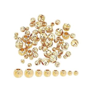 BENECREAT 80pcs 4Sizes18K chapado en oro cuentas